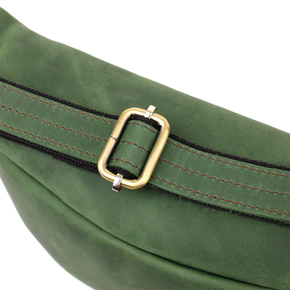 Стильная мужская бананка отменного качества из винтажной натуральной кожи Shvigel 23142 Зеленый Киев - изображение 6