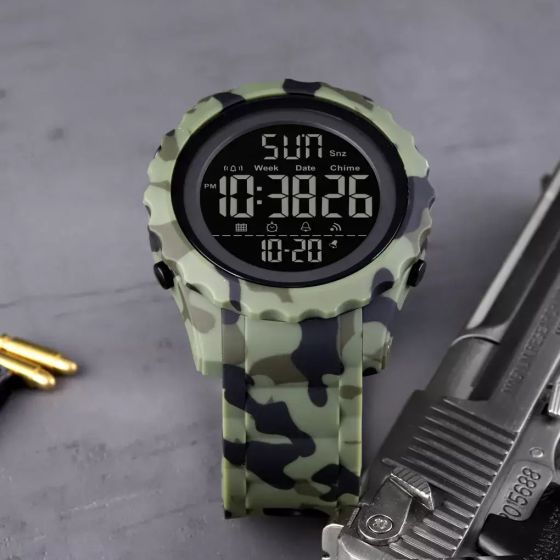 Спортивные наручные часы Skmei 1624 Зеленый камуфляж Винница