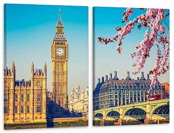 Модульная картина в гостиную / спальню Лондонський годинник TLV-2_020 90x132  см Киев