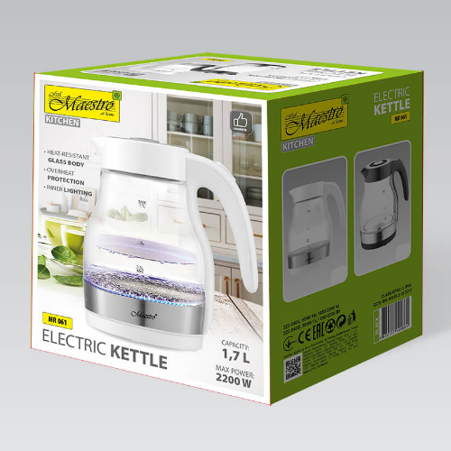 Електрочайник 1,7л 2000W скло (диск) білий MR-061-WHITE Maestro Житомир - изображение 4