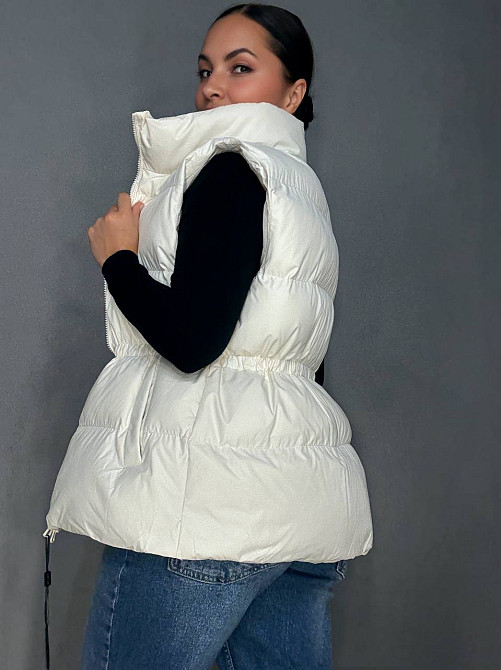 Жилетка женская Lady Yep 10006 длинная с затяжкой на талии молочная, молочний, 42 Киев - изображение 2