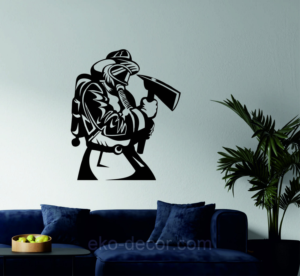 Декоративне настінне Панно  «Пожежник» , Декор на стіну 110*92 см, Чорний Київ - фото 2