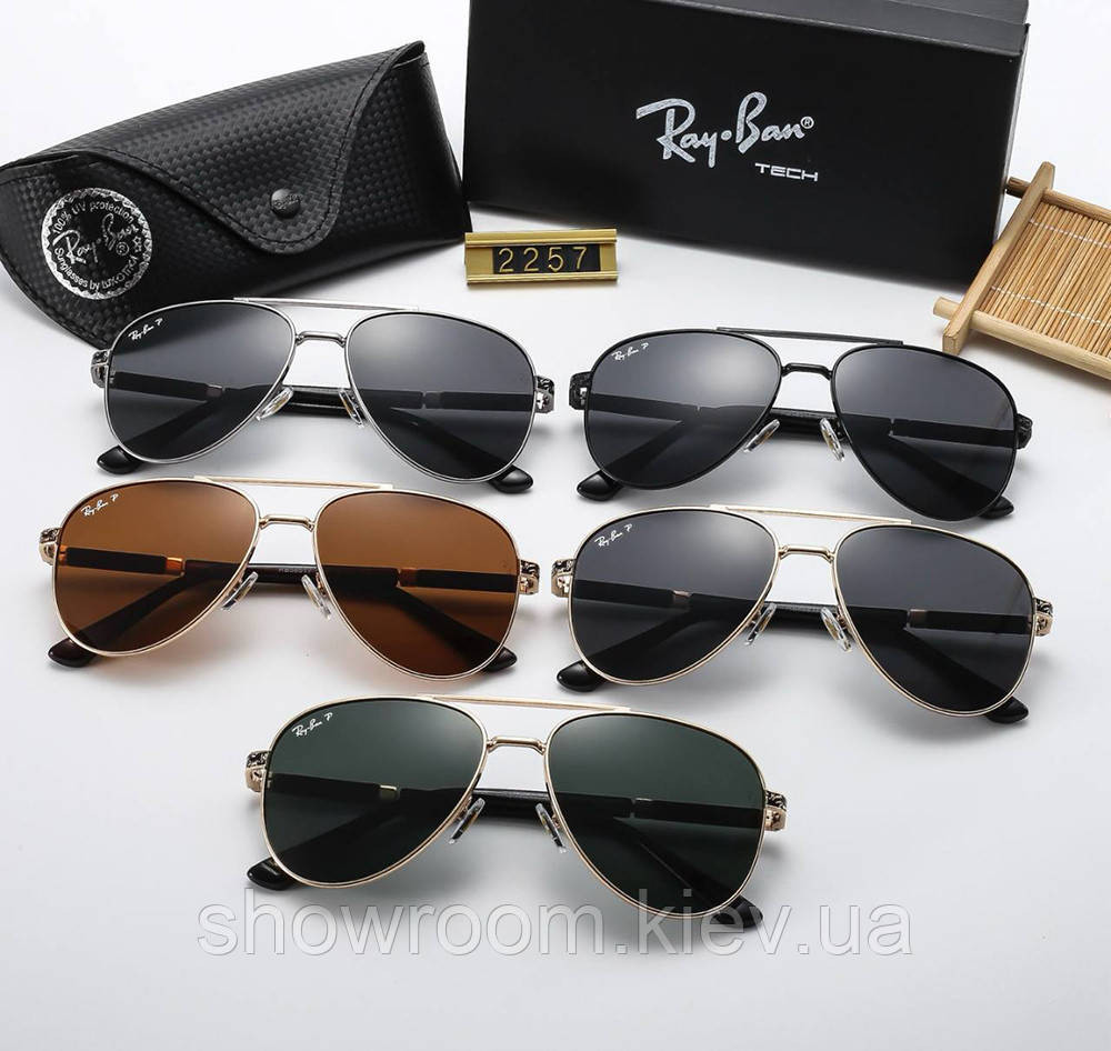 Мужские солнцезащитные очки авиаторы с поляризацией Ray ban 58517 black Киев - изображение 2