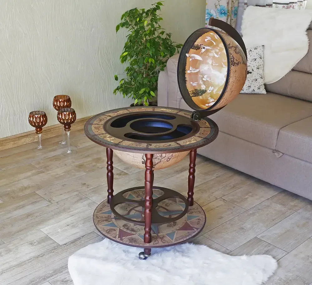 Глобус напольный бар с картой миграции людей кремовый сфера 42 см Гранд Презент mastersem Киев - изображение 2