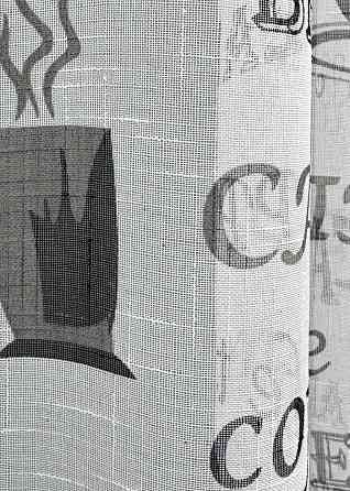 Тюль лен с принтом цвет белый с черным 1791т Киев