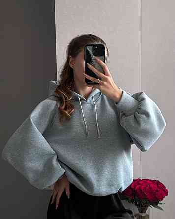 Жіноча базова тепла худіоверсайз тринитка на флісі Меланж Одеса