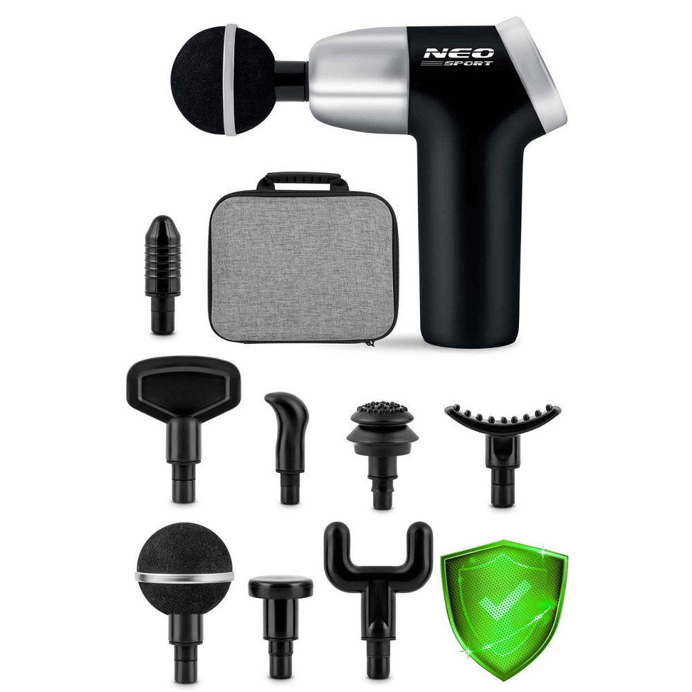 Массажный пистолет многофункциональный 8 накладок NS-500 Neo-Sport черный Киев - изображение 10