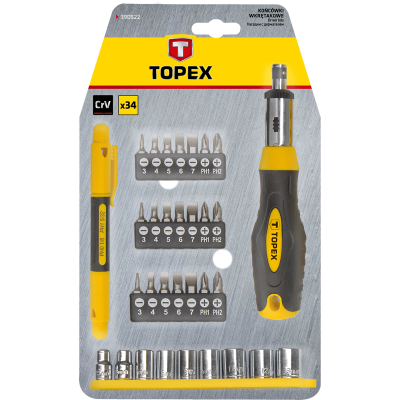 Набір викруток Topex насадок с держателем Cr-V (39D522) Вінниця