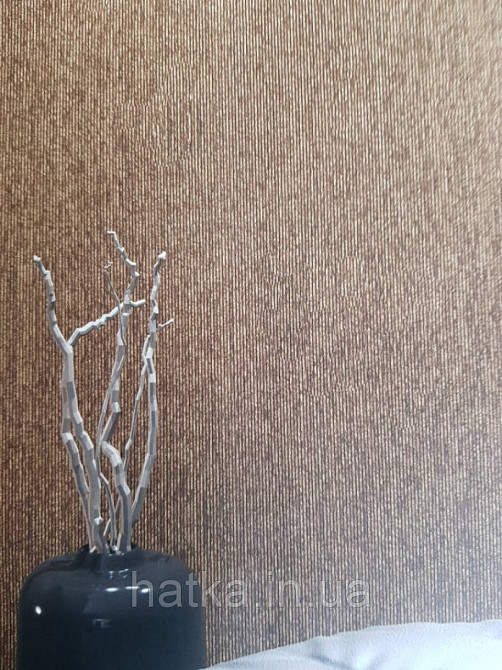 Обои виниловые на флизелине Marburg Art deco 31963 метровые полосы тонкие структурные терракота с золотом Киев - изображение 1