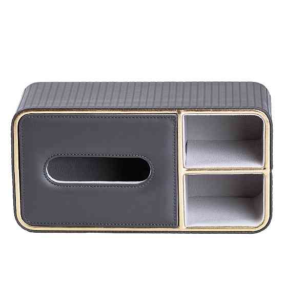 Салфетница на стол из эко-кожи с двумя отделениями 27 х 13.5 х 10 см Серый HPDY9291G Киев