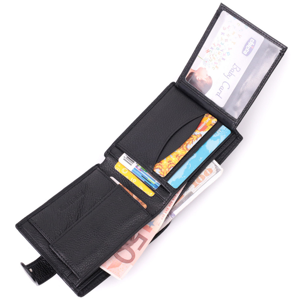 Горизонтальное портмоне для мужчин из натуральной кожи ST Leather 22459 Черный Киев - изображение 7