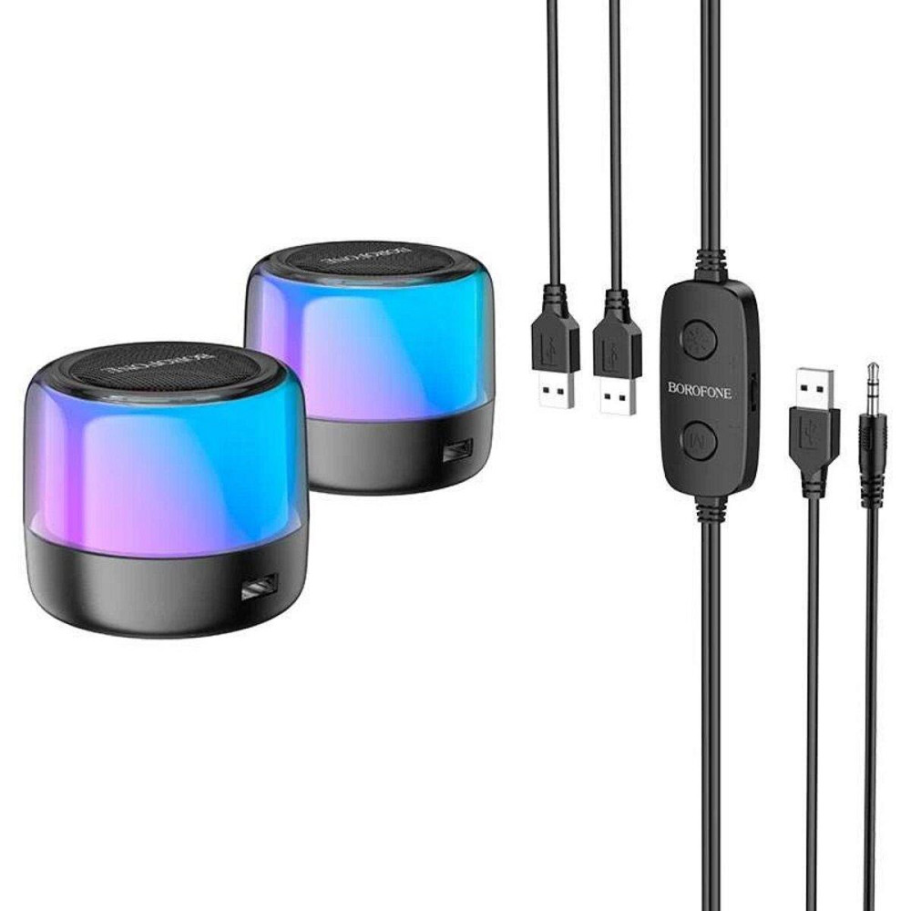 Портативна акустика BOROFONE BP12 Colorful Bluetooth wired 2-in-1 computer speaker колір чорний 6974443387179 Одеса - фото 3
