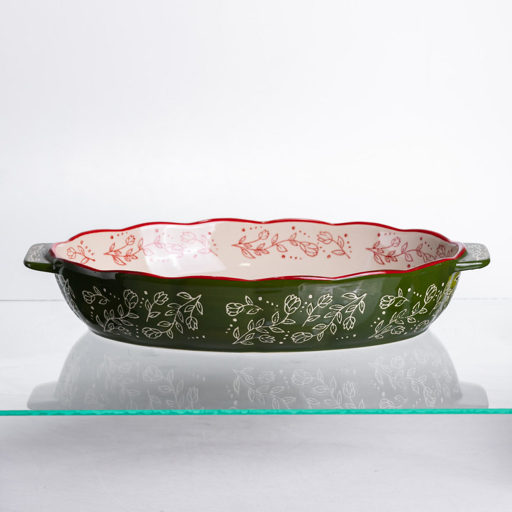 Yiwu Форма для запікання Vintage 35×22×5 (см) овальна з ручками Зелена HM05-03 Коломыя - изображение 3