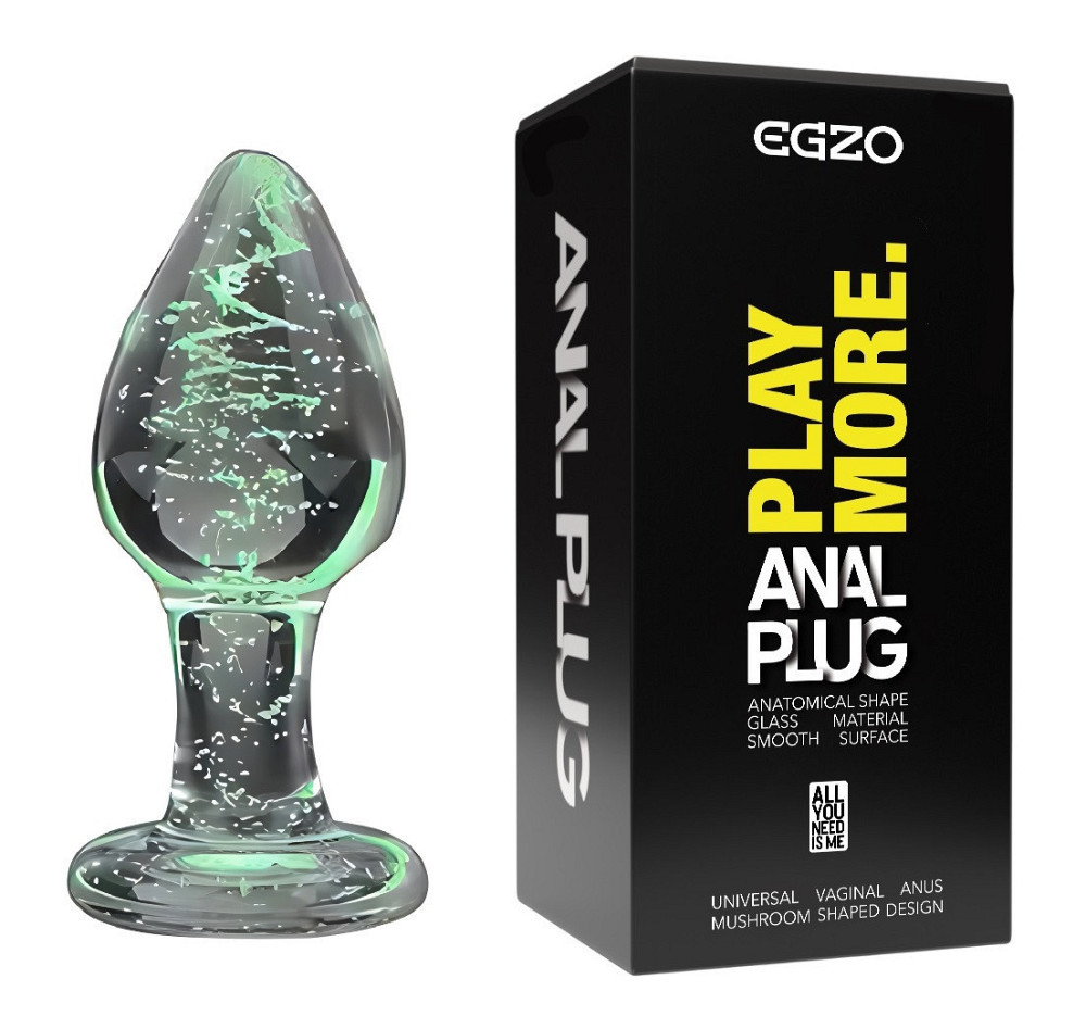 Светящийся анальный плаг из стекла EGZO EAP-P ( длина 8 см, диаметр 3.2 см ) Sex Aura Киев - изображение 1