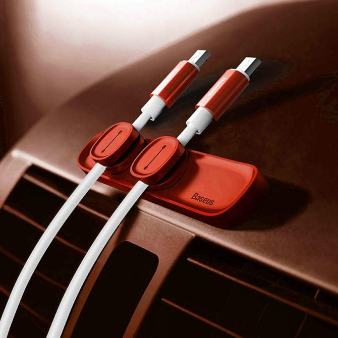 Магнітний органайзер тримач для проводів Baseus Peas Cable Clip ACWDJ-09 (Червоний) Николаев - изображение 7