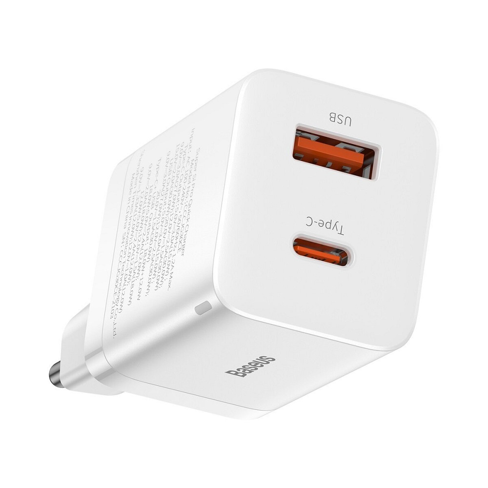 Мережевий зарядний пристрій Baseus Super Si Pro Quick Charger C+U 30W EU White Киев - изображение 4