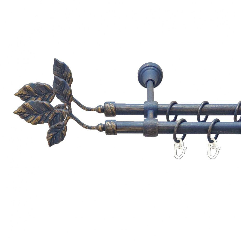 Карниз Orvit Тоскана металевий дворядний литий гладка труба кільце металеве Блакить Золота 16\16 мм 240 см (00-00009100) Львів - фото 1