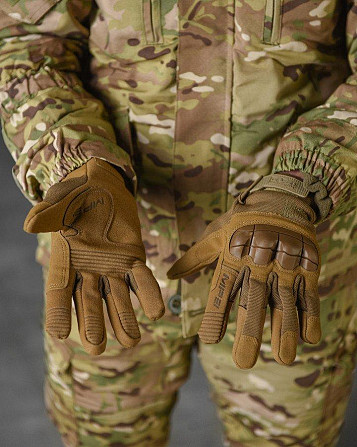 Зимові чоловічі тактичні рукавички Mechanix energy із захисними накладками койот Одеса - фото 2