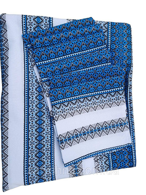 Синя скатертина з серветками машинна вишивка 120*140 Київ - фото 2