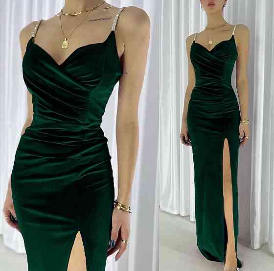 Жіноче елегантне святкове плаття максі з турецького оксамиту смарагдовій, 46/48 Одеса