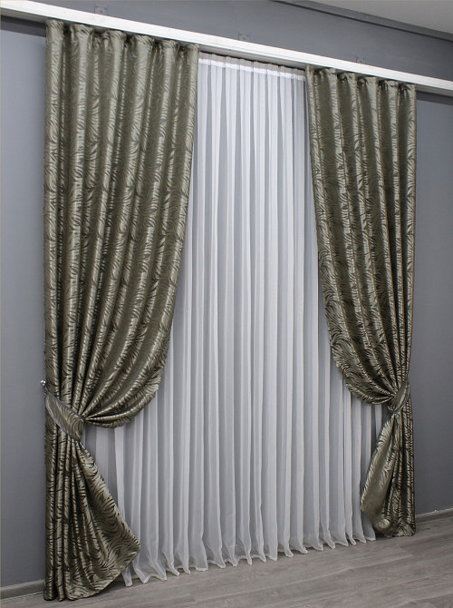 Комплект готових штор VR-Textil Жакард Magic № 1607ш Капучино 145х270 см 2 шт (33-0463) Київ - фото 3