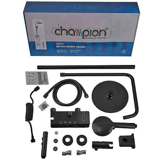 Душевая колонна Champion PBD-009-J BLACK с кнопочным переключателем и смесителем из алюминия, 4 режима Харьков