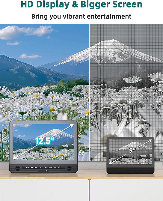 УЦІНКА! Портативний DVD-плеєр DVD USB-плеєр DESOBRY 12,5" Дніпро - фото 4