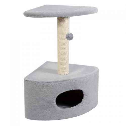 Дряпка Природа Д11у для котів кутова з будкою сіра 39x39x65 см Київ