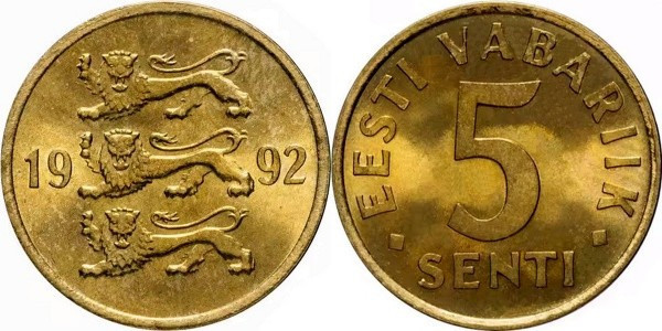 5 сентов 1991-1995, Эстония(БС) Полтава - изображение 1