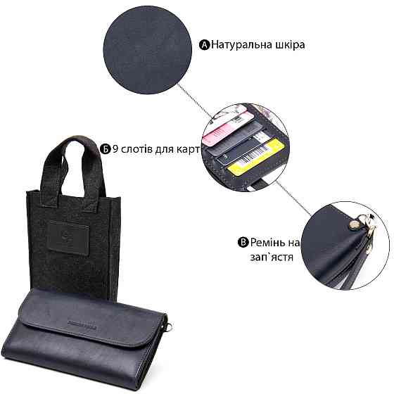 Стильный мужской клатч из натуральной кожи GRANDE PELLE 11427 Темно-синий Киев