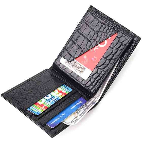 Оригінальний гаманець для чоловіків у два складення з натуральної фактурної шкіри з тисненням під крокодила CANPELLINI 21582 Київ