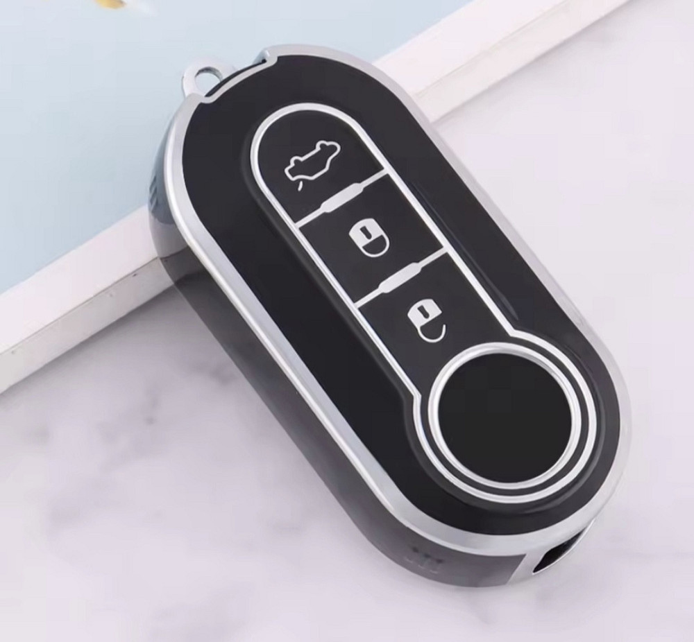 Захисний чохол для автомобільного ключа Fiat Lancia Citroen Peugeot Чорний зі сріблом Смела - изображение 1