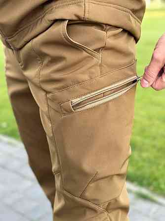 Військовий чоловічий демісезонний костюм soft shell, тактична койот форма з липучками для шевронів і капюшоном Львів