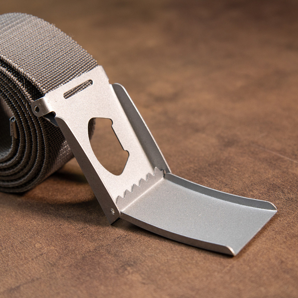 Текстильний ремінь з сірою пряжкою Vintage 20534 Сірий Київ - фото 9