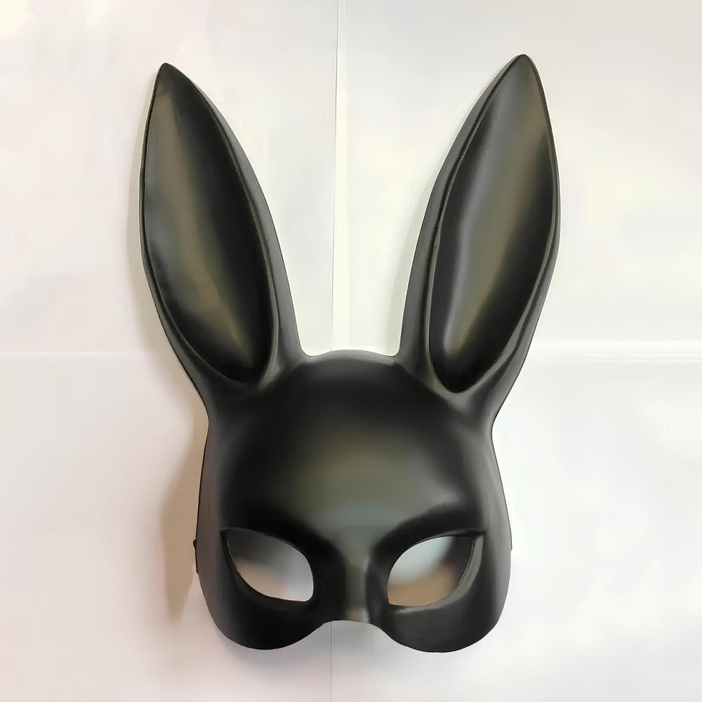 Маска кролика PlayBoy RESTEQ 36 см — черная матовая костюмная маска для вечеринок, косплея и Хэллоуина Киев - изображение 2
