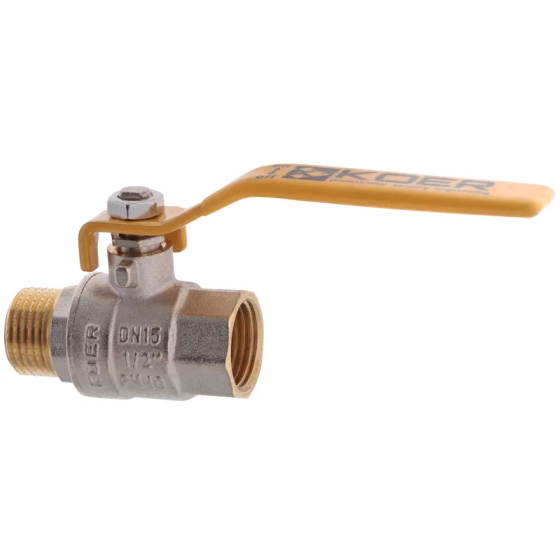 Кран кульовий KOER KR.215.G - 1/2" FM ГШВ YELLOW, ручка "важіль" жовта (KR0116) Київ