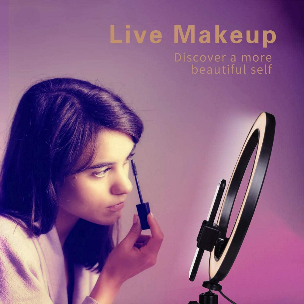 Кольцевая лампа со штативом и держателем телефона, светодиодный LED светильник для макияжа, трансляций, видео Киев - изображение 6