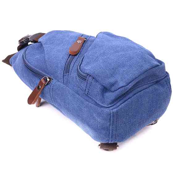 Сумка з USB кабелем через плече із щільного текстилю 21224 Vintage Синя Київ