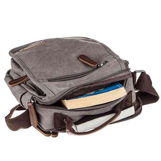 Универсальная текстильная мужская сумка на два отделения Vintage 20198 Серая Киев