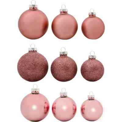 Ялинкова іграшка House Of Seasons Скляні кульки 42 шт D7 см D6 см D5 см Темно-рожеві (8720362102939) Вінниця