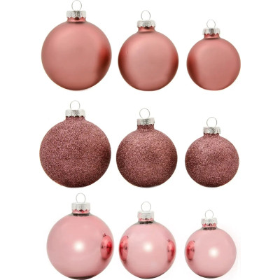Ялинкова іграшка House Of Seasons Скляні кульки 42 шт D7 см D6 см D5 см Темно-рожеві (8720362102939) Вінниця - фото 1