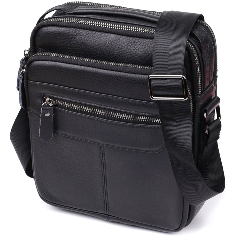 Вертикальна чоловіча сумка з натуральної шкіри Чорний (Vintage) Київ - фото 5