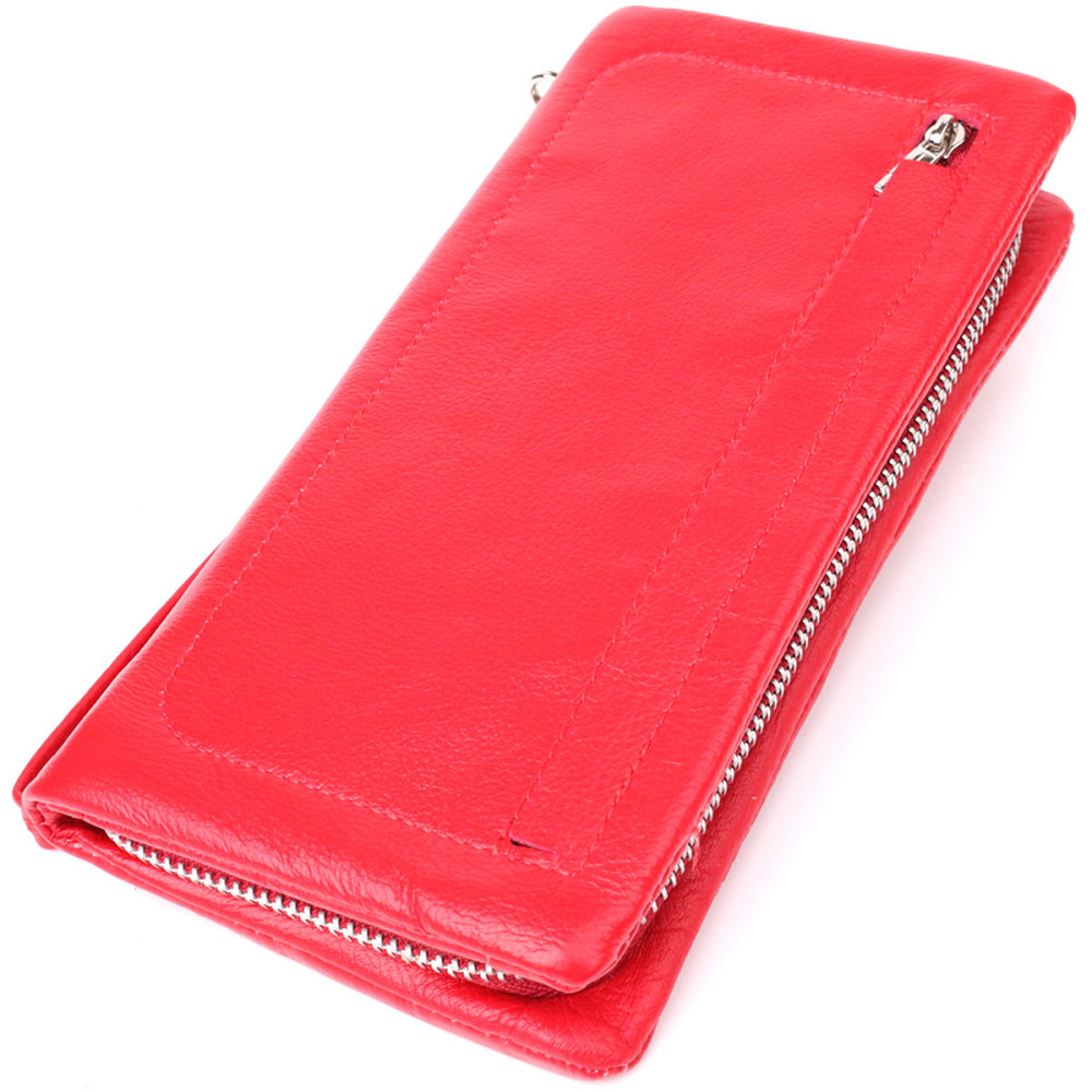 Практичний жіночий гаманець-клатч із відділенням під телефон із натуральної шкіри Червоний (ST Leather) Київ - фото 5