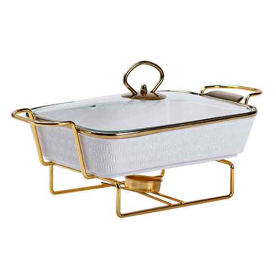 Фарфоровий мармит на 1 літр з металевою підставкою Київ