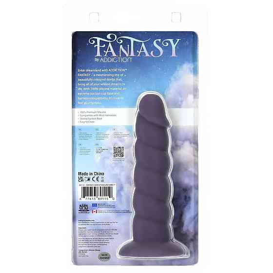 Фалоімітатор Fantasy by Addiction Unicorn Dildo 7” Purple, віброкуля в подарунок Sex Aura Київ