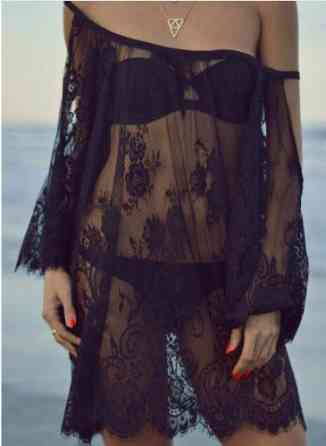 Туніка пляжна прозора мереживна жіноча чорний Київ