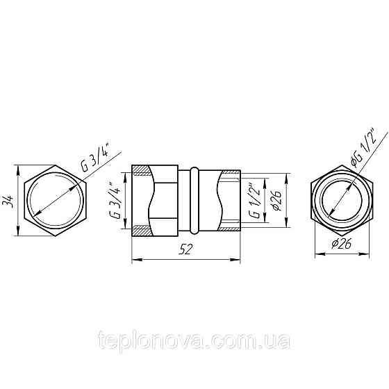 Муфта с внутренней  резьбой пресс APE AP 102 3/4″х26 ITALY Черновцы
