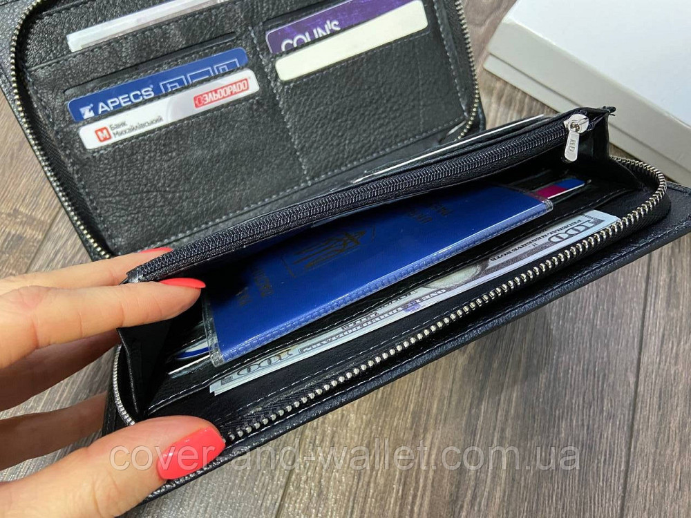 Великий чоловічий клатч на блискавці з ручкою з натуральної шкіри MD Leather 7m-179 Київ - фото 6