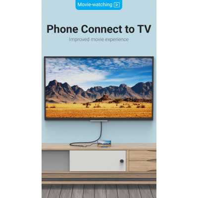 Перехідник USB3.1 Type-C to HDMI (F) 4K 30HZ 0.15m Vention (TDEHB) Вінниця - фото 3