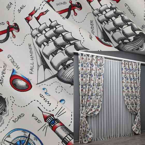 Комплект готових фото-штор VR-Textil Sea Travel № 1498ш Різнобарвний 100х270 см 2 шт (31-963) Київ